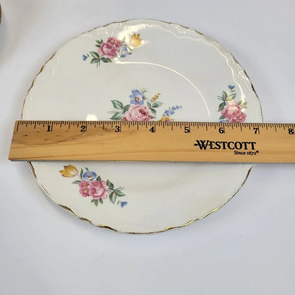 Vtg 4 Pc Mixed Lot Bavarian Porcelain Floral Gild Tea Cup Saucer Oval Dish Plate